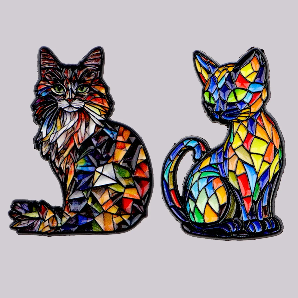 Geometrische Katze Emaille Pin Bunte Brosche Pines Anstecknadeln Abzeichen auf Rucksack Kleidung Accessoires Tierschmuck Geschenke Image