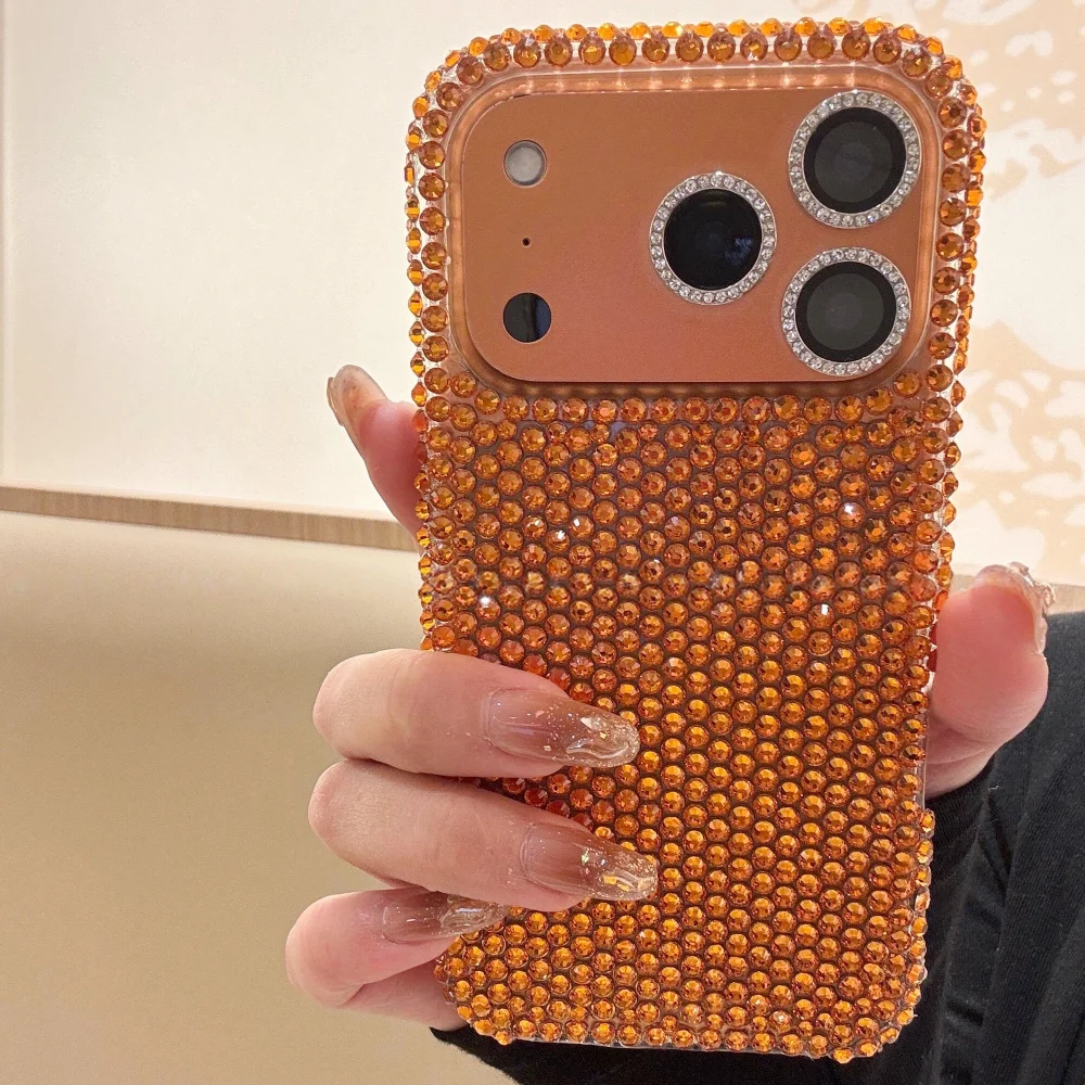 Luxuriöse Volldiamant-Hülle für iPhone 17 Pro Max, glitzernde Strass-Abdeckung für iPhone 15Pro 16 Pro Max 14, glänzende Hartschalenhüllen Image