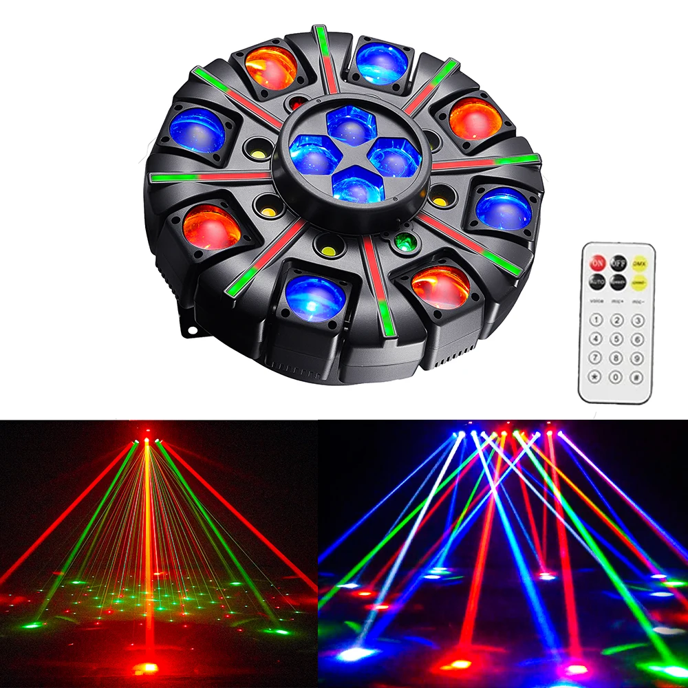 RGBW 150W Party-Effekt Beam Rot & Grün Laser Stroboskop Licht DMX512 Fernbedienung DJ Disco Bar KTV Weihnachten Bühnenlicht Image