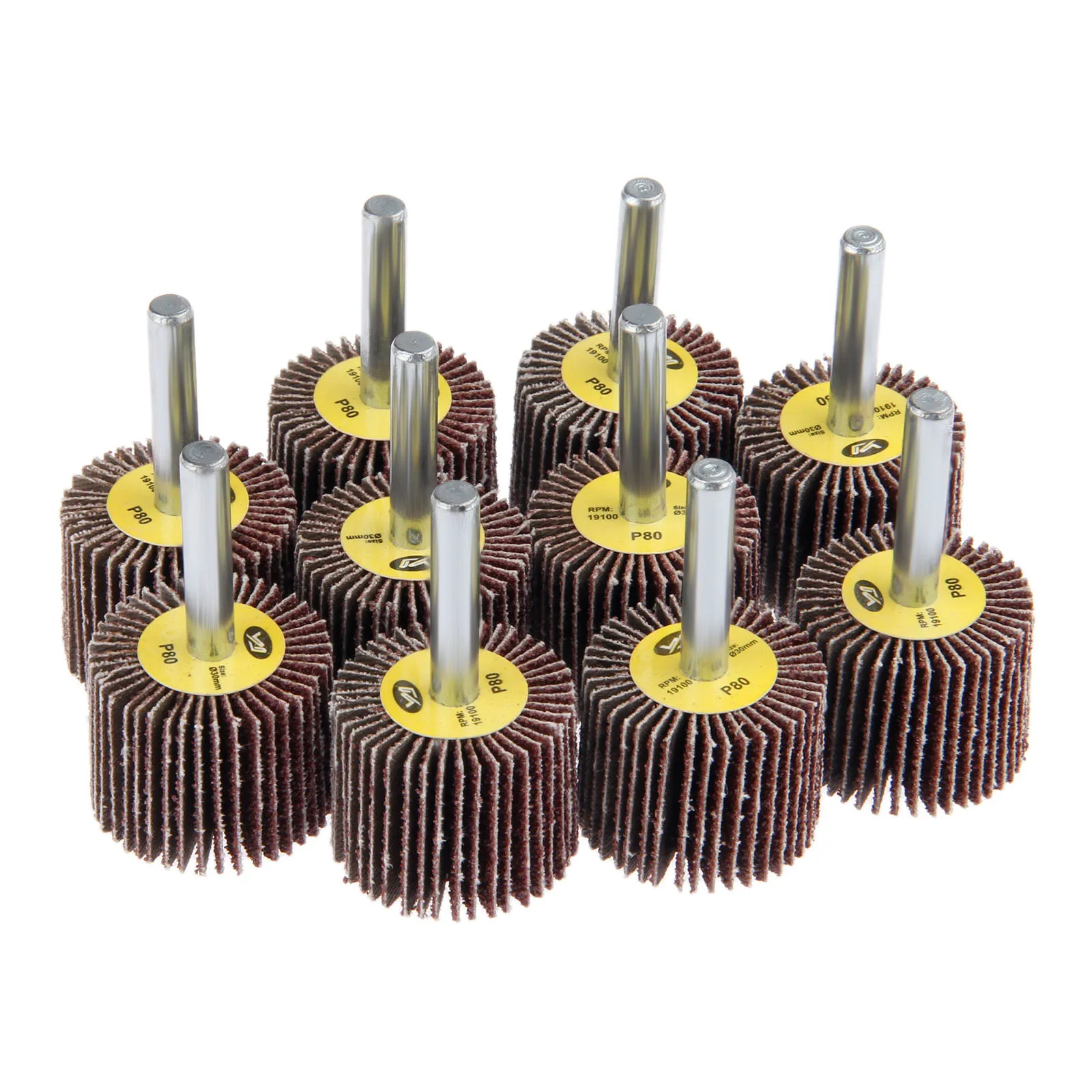 10 Stück 30 mm Lamellenräder 80 Körnung Schleifscheibe Schleifen Mini Bohrer Sand Polierscheibe 6 mm Schaft Drehwerkzeug Zubehör Image