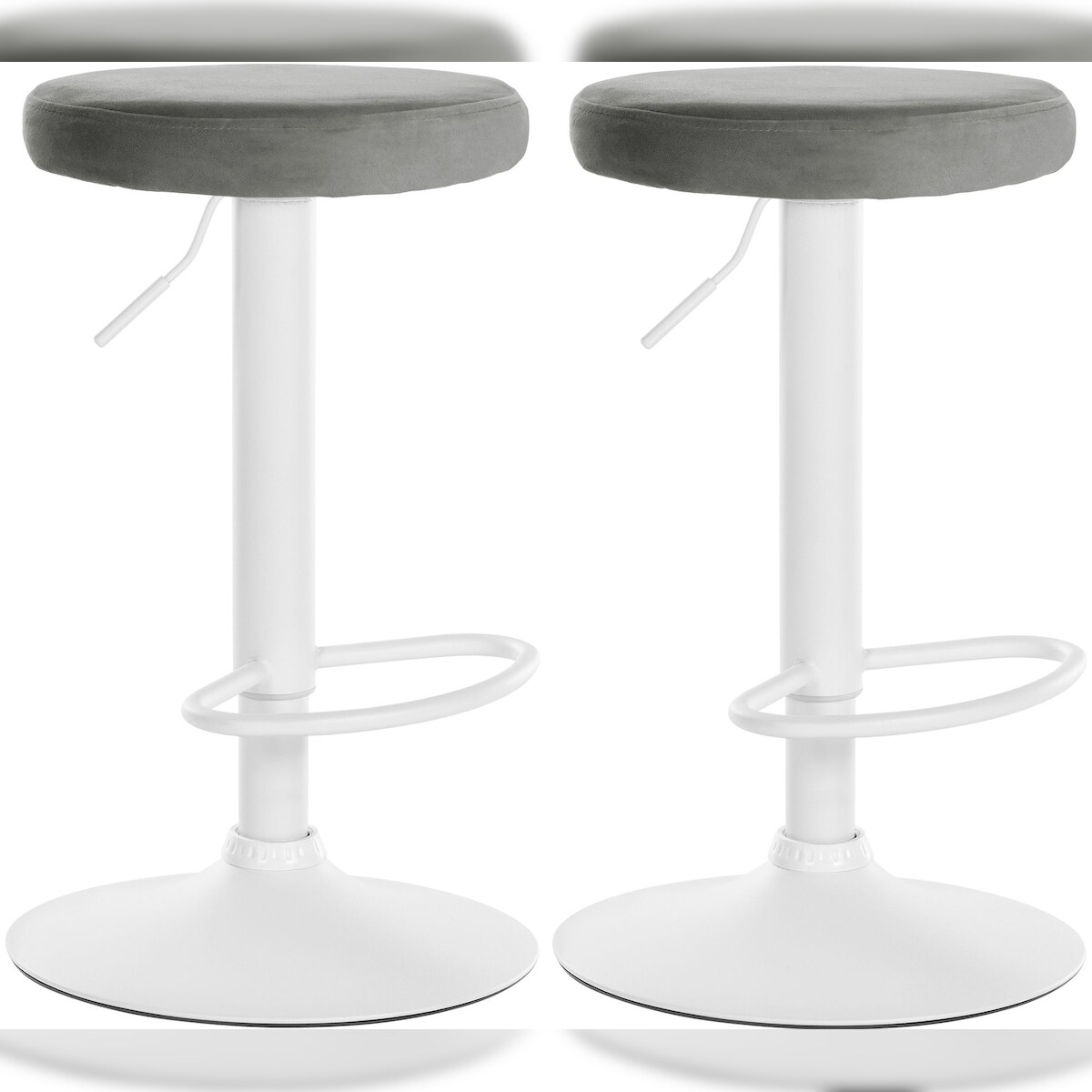 CLP 2er Set Barhocker Ponte Samt grau/Metall matt weiss Image