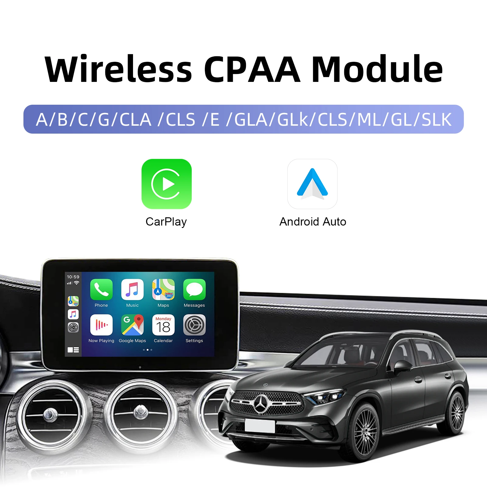 Ezonetronics Wireless CarPlay Android Auto Nachrüstkit Decoder-Box für Mercedes Benz NTG 4.5 5.0 System A B C E Klasse GLA CLA Image