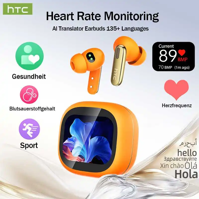 Bluetooth-Kopfhörer, HTC, kabellose Kopfhörer, Full-HD-LCD-Display, Ohrhörer mit Geräuschunterdrückung, bequem für Musik und Sport Image