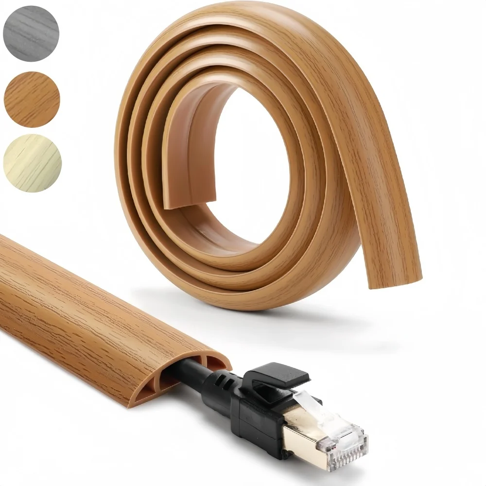 1 Stück 1m/2m/3m x 3cm Bodenkabelabdeckung aus PVC, Kabelschutz für den Boden, Verlängerungskabelabdeckung zum Verstecken von Bodenkabeln Image