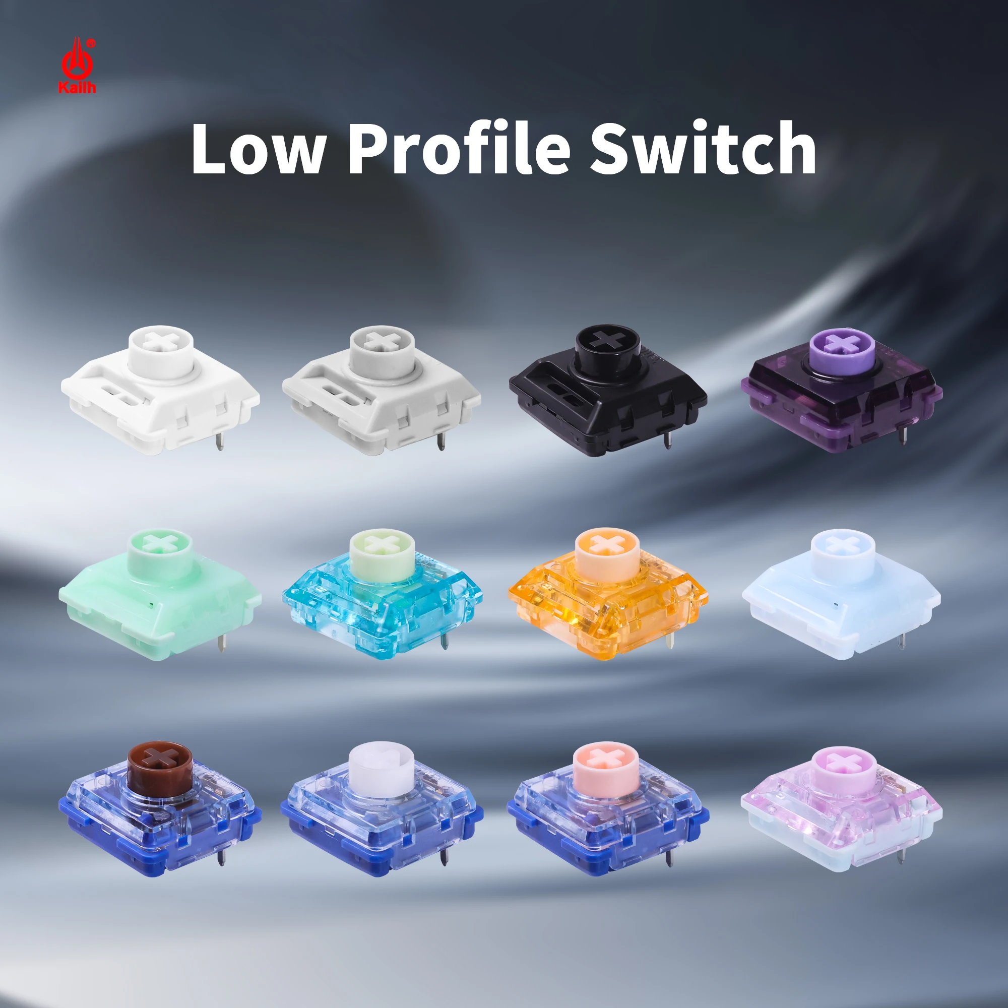 Kailh 12 Verschiedene Low-Profile-Schalter Linear Taktile Click Leise Schalter und Tastenkappen für Mechanische Tastaturen (Erlebnispaket) Image