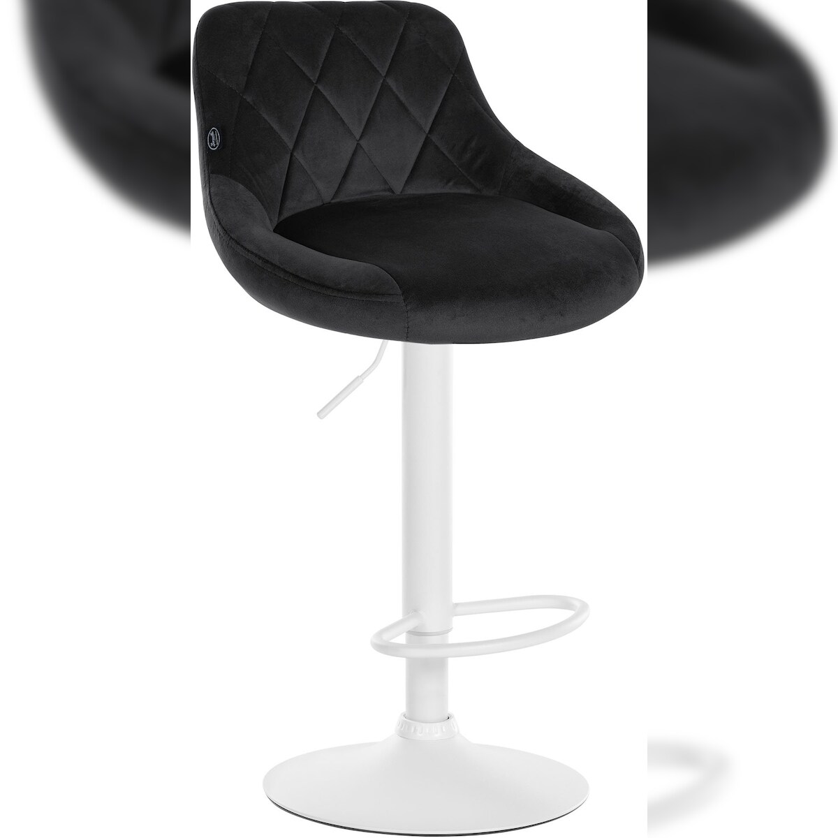 CLP Barhocker Lazio Samt schwarz/weiß Image