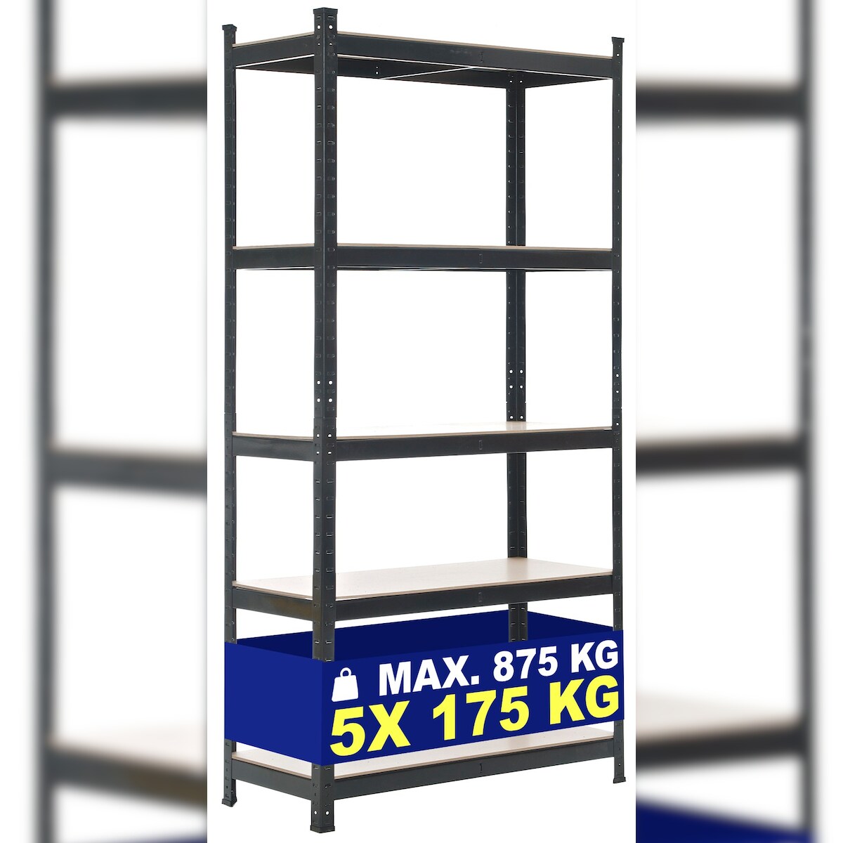 CLP Lagerregal 90x40x180 cm schwarz/90x40x180 cm Image