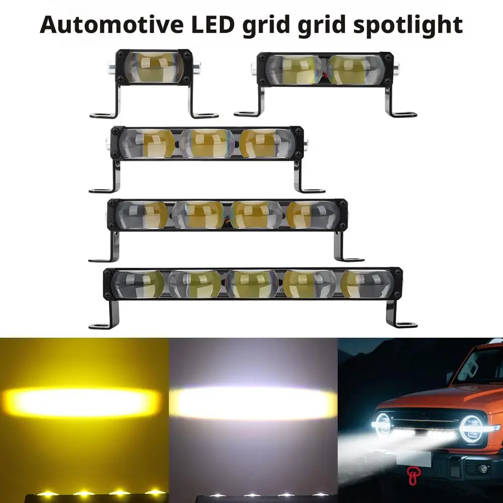 12V 24V LED Light Bar 1/2/3/4/5 Lens Spotlight Driving Fog Light Dual Color Front Grille Long Row Work Light For Jeep Truck SUV Image