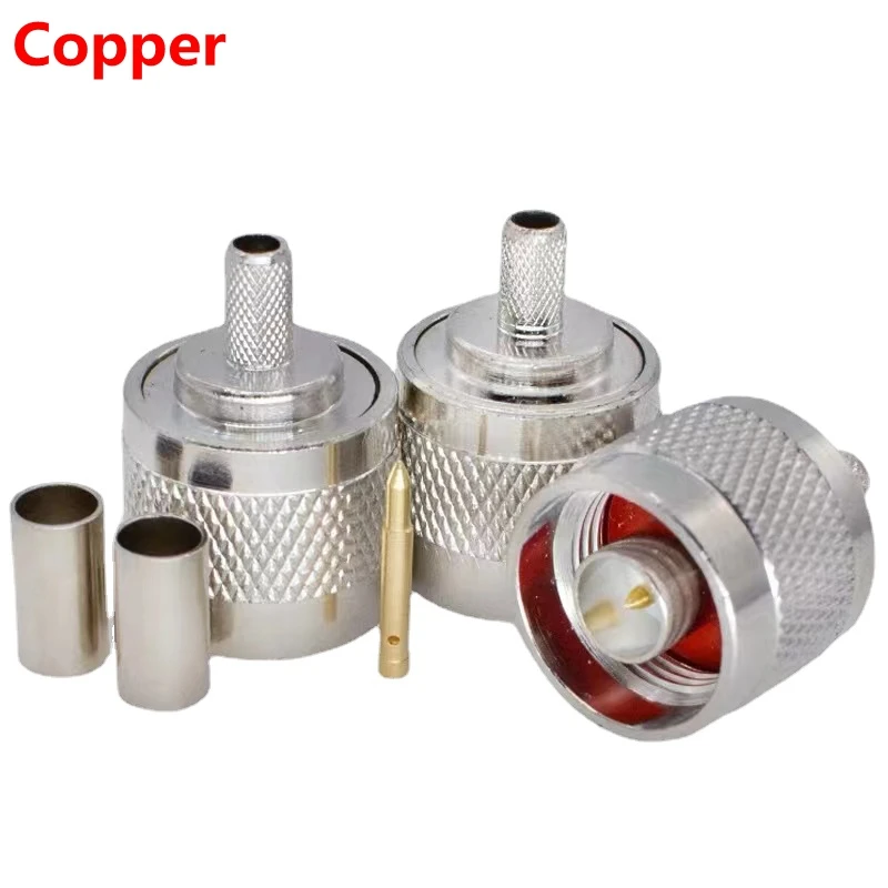 1-10Pcs N Stecker Stecker L16 N Typ Männlichen Crimp für RG58 RG142 LMR195 RG400 Kabel Koaxial RF Schnelle Lieferung Messing Kupfer Image