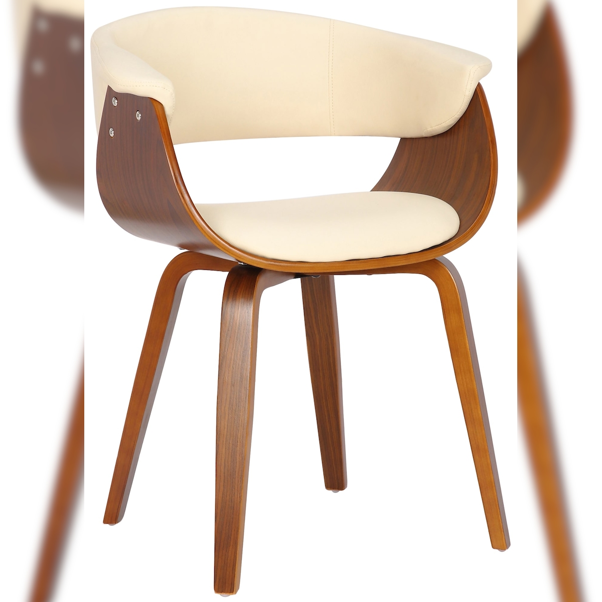 Proregal CHEFGASTRO Esszimmerstuhl ATLANTA Kunstleder walnuss HxBxT 75x60x55cm Holz Creme Küchenstuhl Image