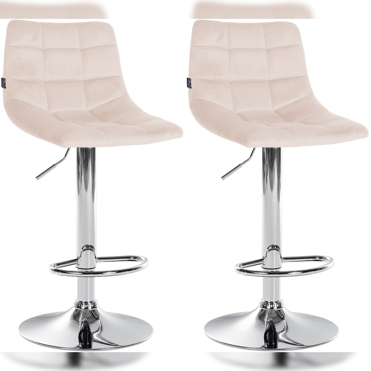 CLP 2er Set Barhocker Jerry Samt beige/chrom Image
