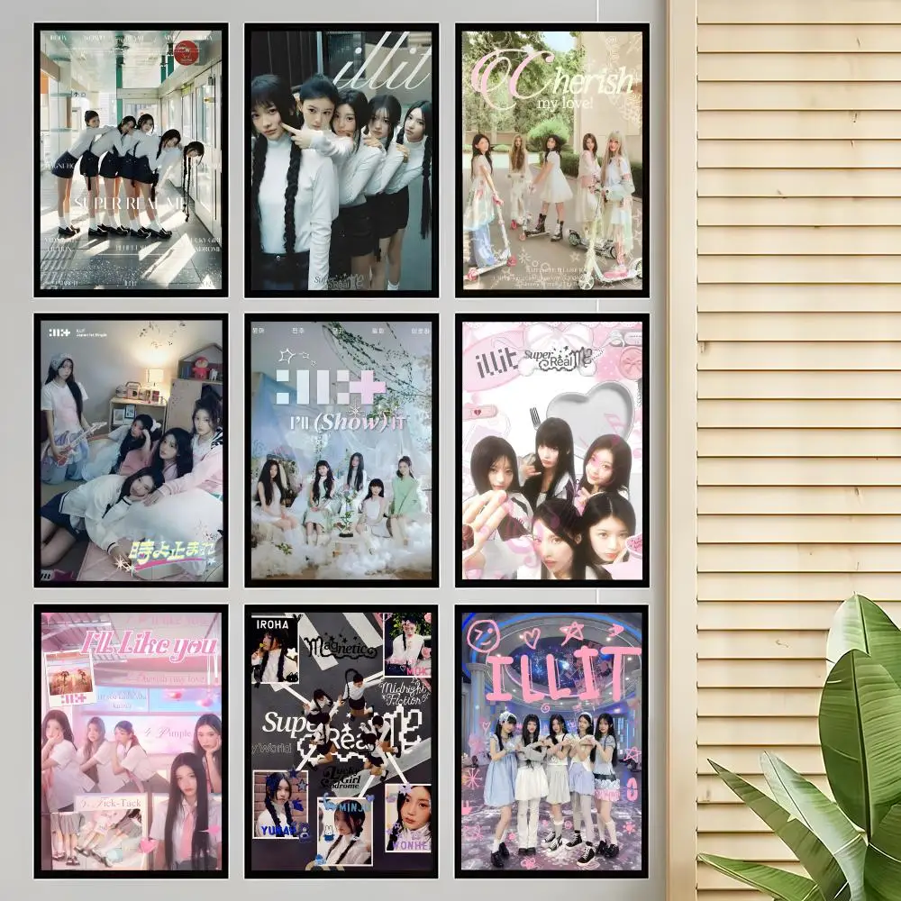 Kpop Band I-ILLIT Poster, trendige und einfach anzubringende Wandkunst-Aufkleber für Heimdekoration und Wohnheimzimmerwände Image