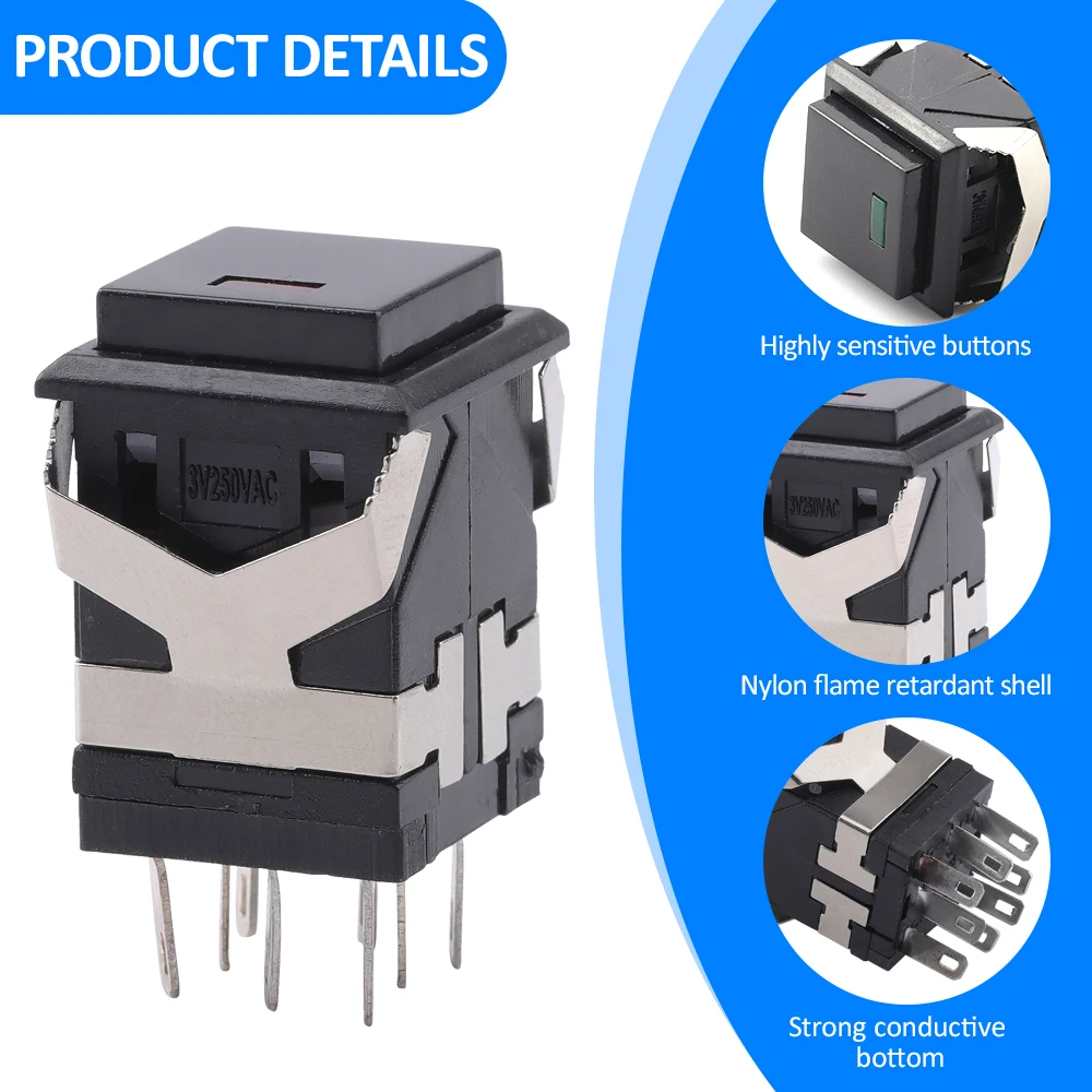 1PCS ABILKEEN KD2 Mini Kunststoff Push Button Schalter 3A250VAC 17*17MM Platz Mini Push Button Momentary/Rast Push Button Image