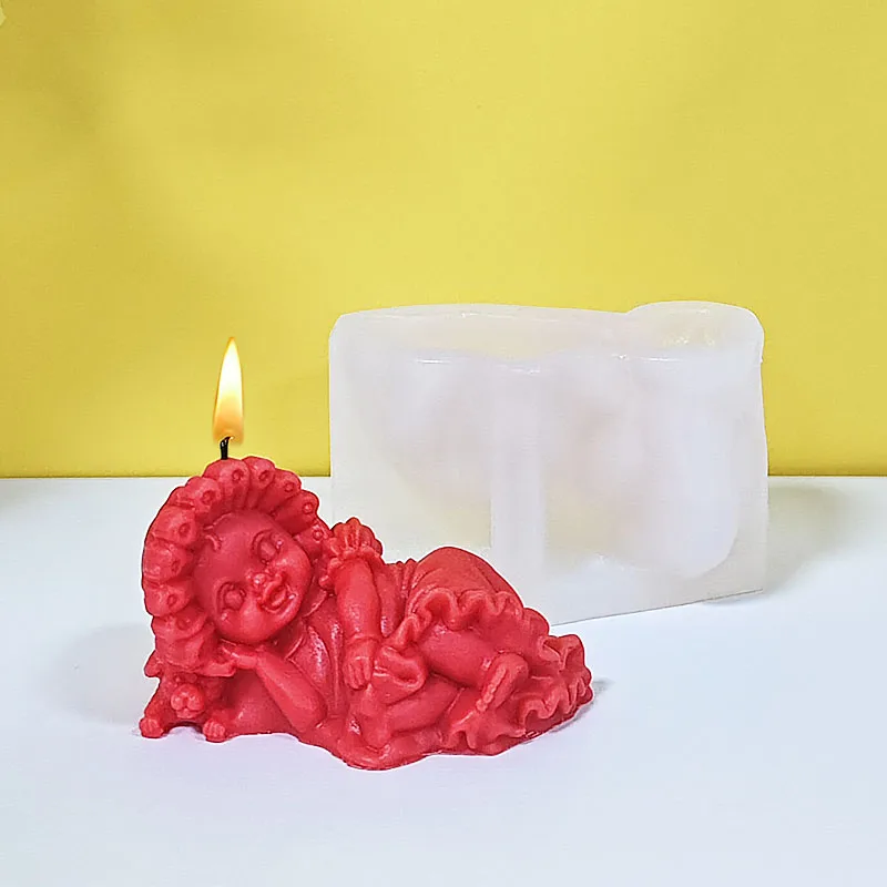Schlafender Engel Kerzenform Silikon DIY Handgemachte Aromatherapie Wachsform Vintage Heilender Stil Dekoratives Kunstwerkzeug Image
