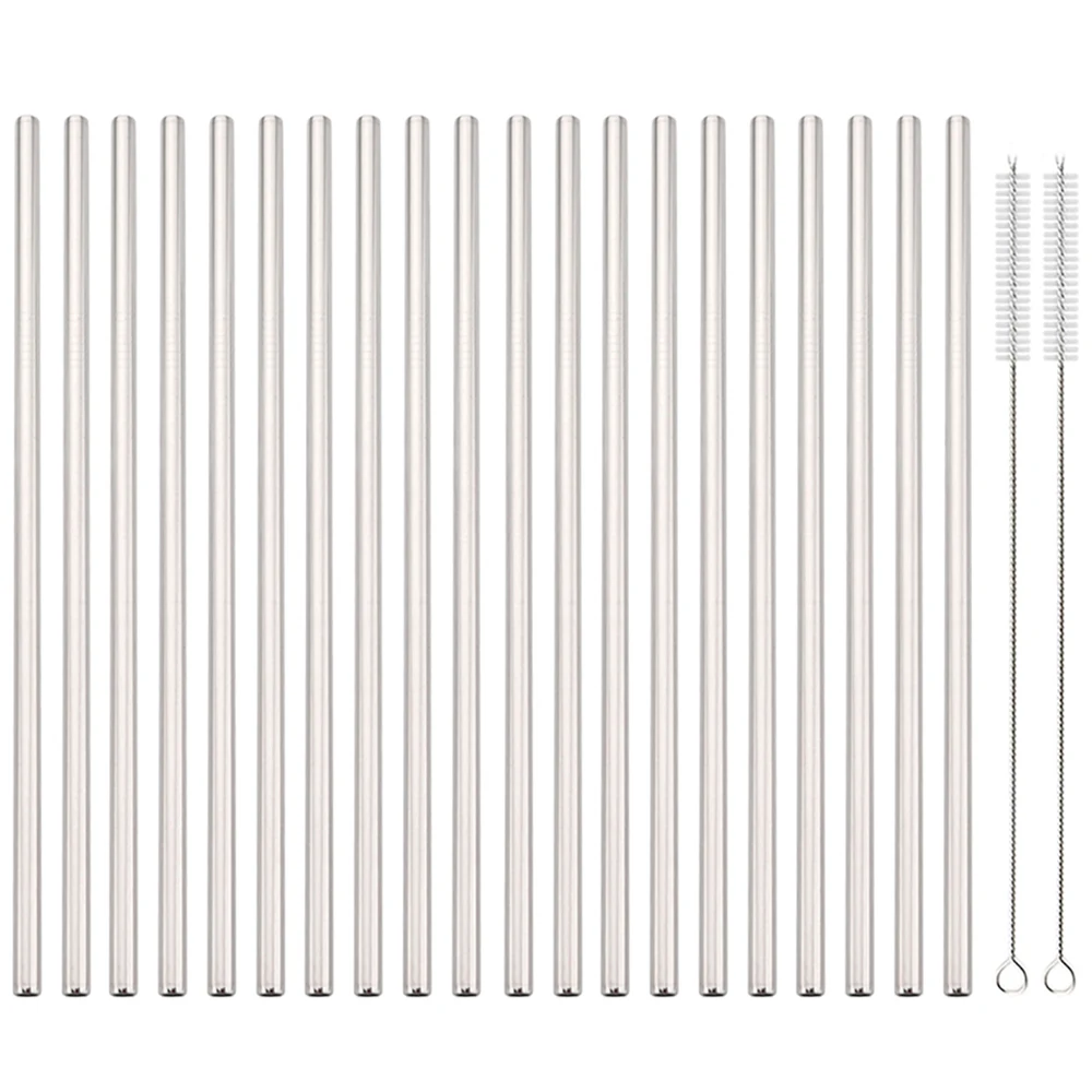 20 Stücke 304 Edelstahl Trinkhalm Hochwertiges Stroh Set Umweltfreundliche Wiederverwendbare Metallstrohhalme Set Party Saft Bar Zubehör Image