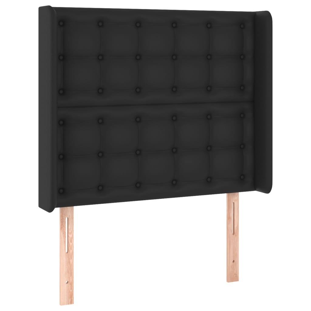 vidaXL Kopfteil mit Ohren Schwarz 103x16x118/128 cm Kunstleder Image