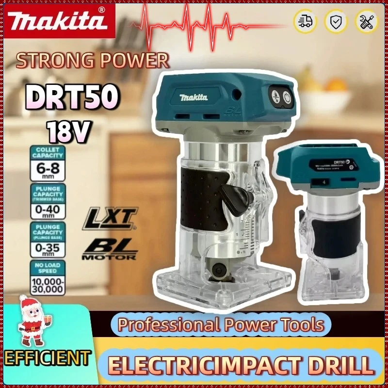 Makita DRT50 Original Bürstenloser Trimmer, wiederaufladbare Trimmmaschine, kabelloses Schlitzwerkzeug, Fräsmaschine für Holzarbeiten, Graviermaschine Image