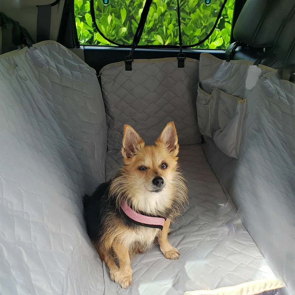 Autositzbezug für Hunde mit Aufbewahrungstasche, robuste, kratzfeste Hunde-Rücksitzbezug-Hängematte für Autos und SUVs Image