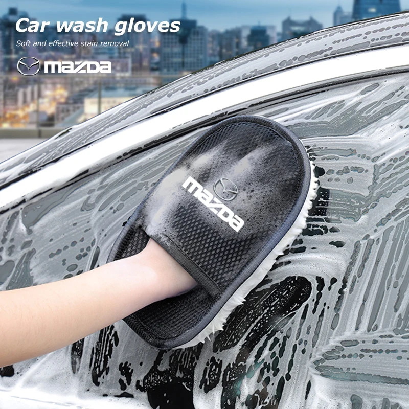 1 Stück Autowaschhandschuh, weiche Reinigungsbürste, Kunstwolle, Polierwerkzeug für Mazda 6 3 2 5 CX-3 CX-5 CX-80 CX-70 MX-30 CX-30 RX8 Image