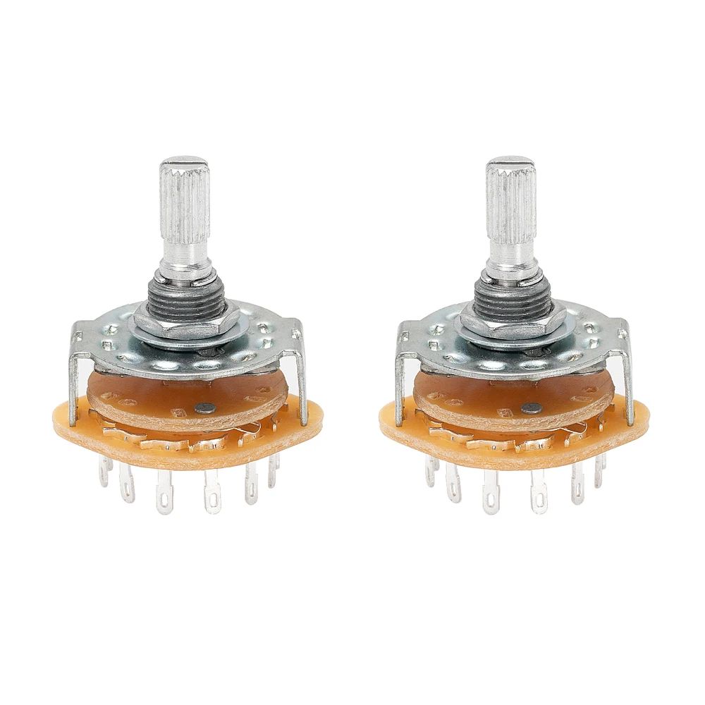 2PCS 20MM Metall Drehschalter Selector 1P12T/2P6T/3P4T/4P3T M9X0,75 18 Zähne Rändel Welle mit Solder Terminals Image
