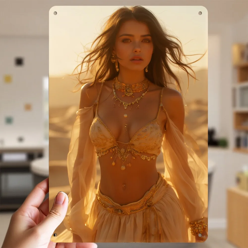 Vintage Blechschild mit Frauenmotiv, Retro Wandkunst, Metalldekoration für Kneipen, Cafés und Zuhause Image