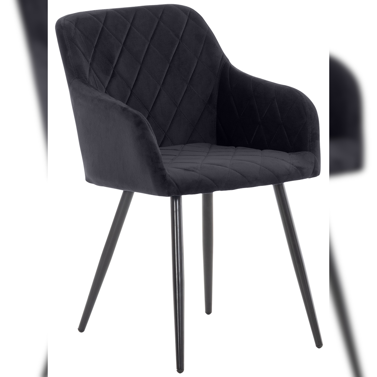 Proregal CHEFGASTRO Esszimmerstuhl SPRINGFIELD Samt HxBxT 84x47x44cm Schwarz Küchenstuhl Image