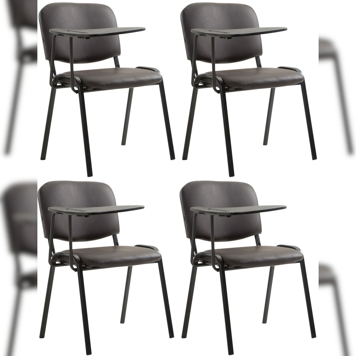 PROREGAL 4er Set Bürostuhl MALLORCA mit Klapptisch Kunstleder HxBxT 81x53x71cm Kunstleder Braun Schreibtischstuhl Image