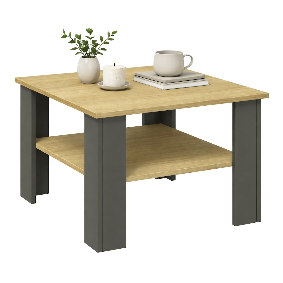 VCM Beistelltisch & Couchtisch Disalo Weiß / Anthrazit H. 44 x B. 55 x T. 55 cm Image