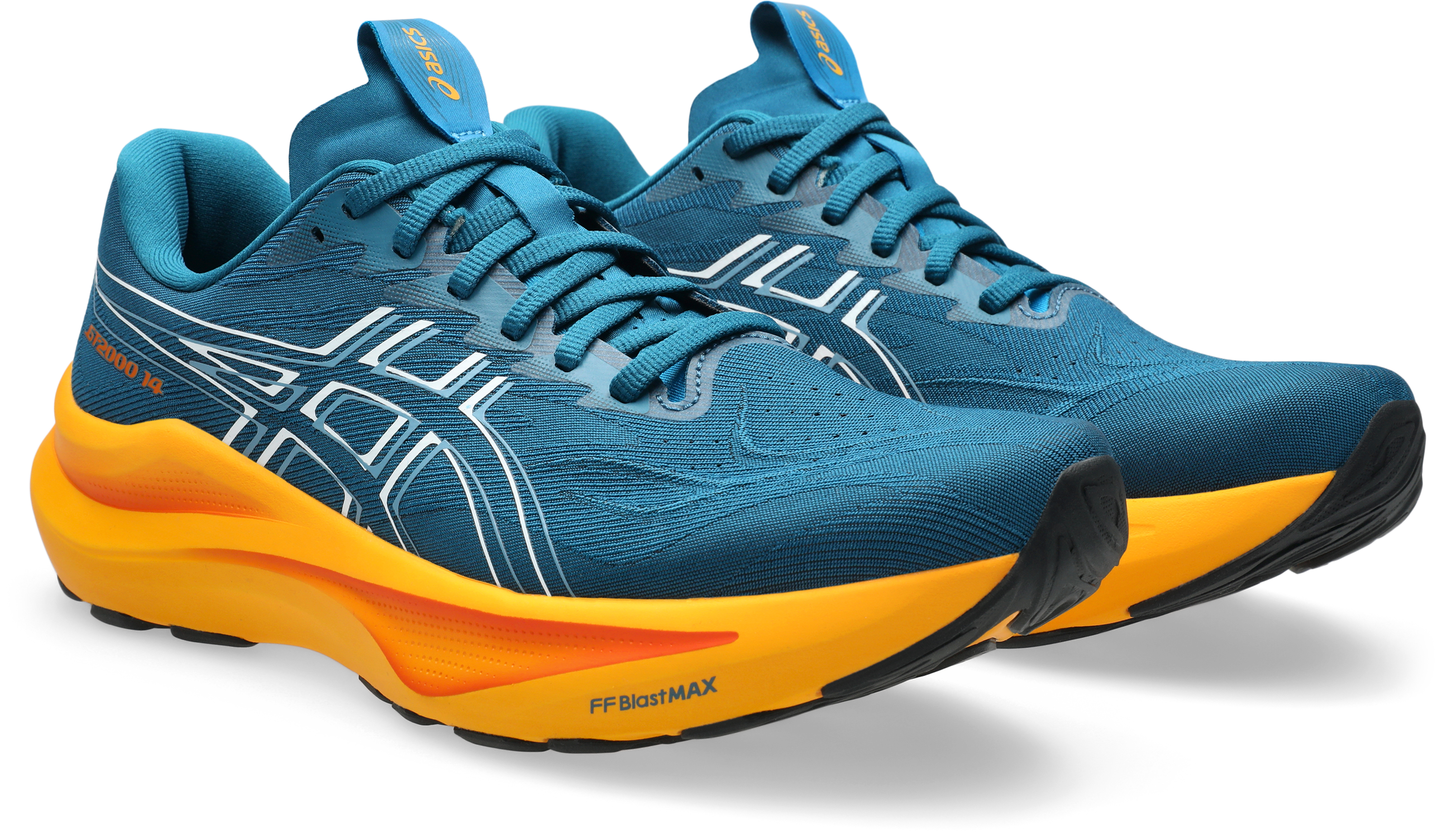 Laufschuh ASICS "GT-2000 14", Herren, Gr. 49, schwarz teal, weiß, Synthetik, Schuhe Laufschuh, für mehr Stabilität