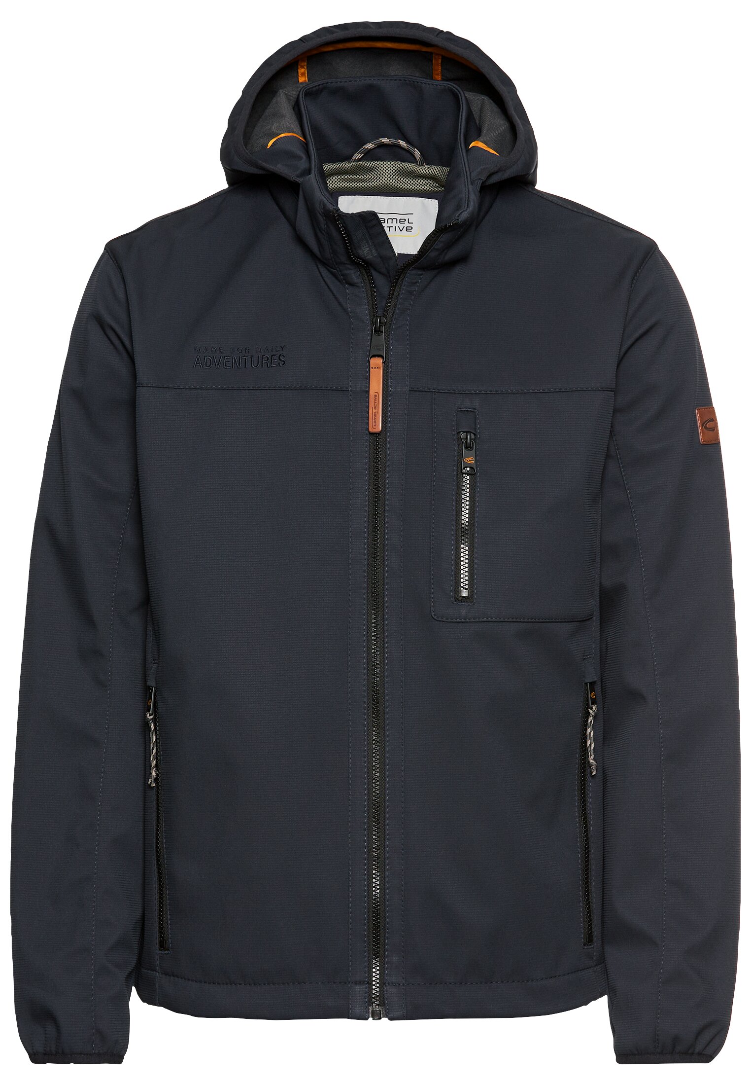 Softshelljacke CAMEL ACTIVE, Herren, Gr. 54, schwarz navy, Softshell, Obermaterial: 100% Polyester, unifarben, regular fit normal, Rundhals, elastischer Bund, Jacken Softshelljacke, mit Kapuze
