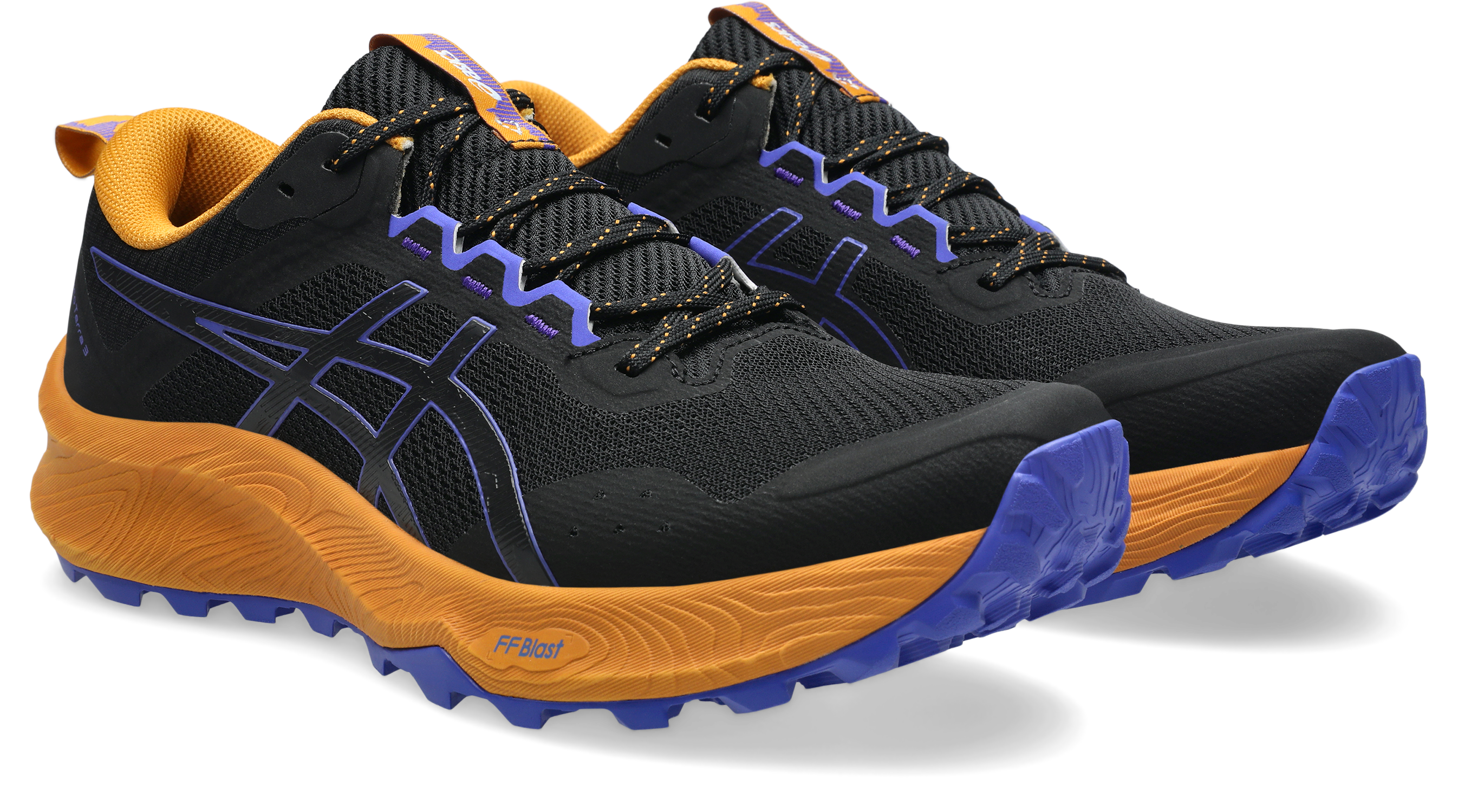 Trailrunningschuh ASICS "TRABUCO TERRA 3", Herren, Gr. 43,5, schwarz, cobalt burst, Synthetik, Schuhe