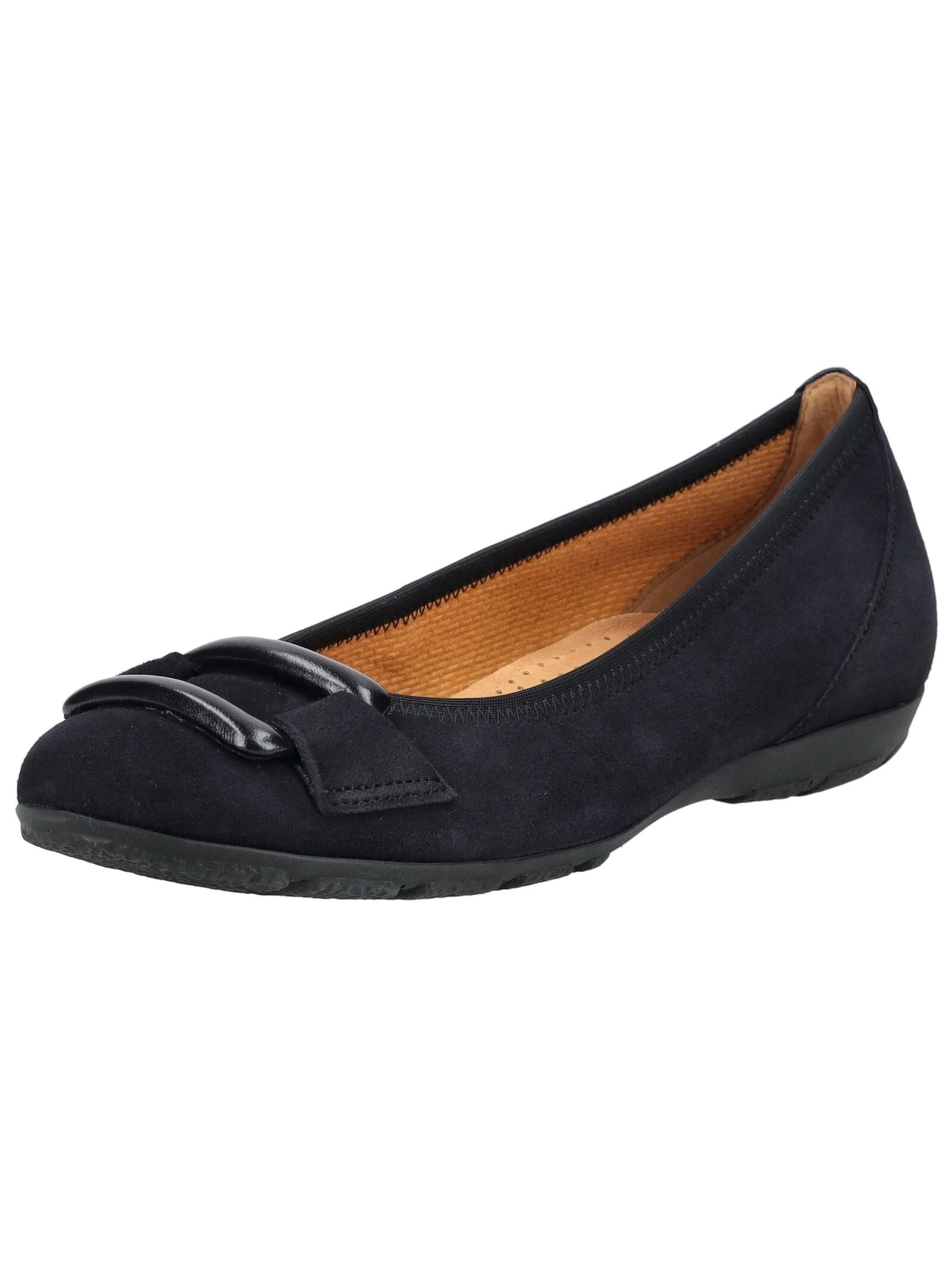 Ballerina GABOR "Gabor Ballerinas Veloursleder", Damen, Gr. 40, dunkelblau, Veloursleder, Schuhe Ballerina