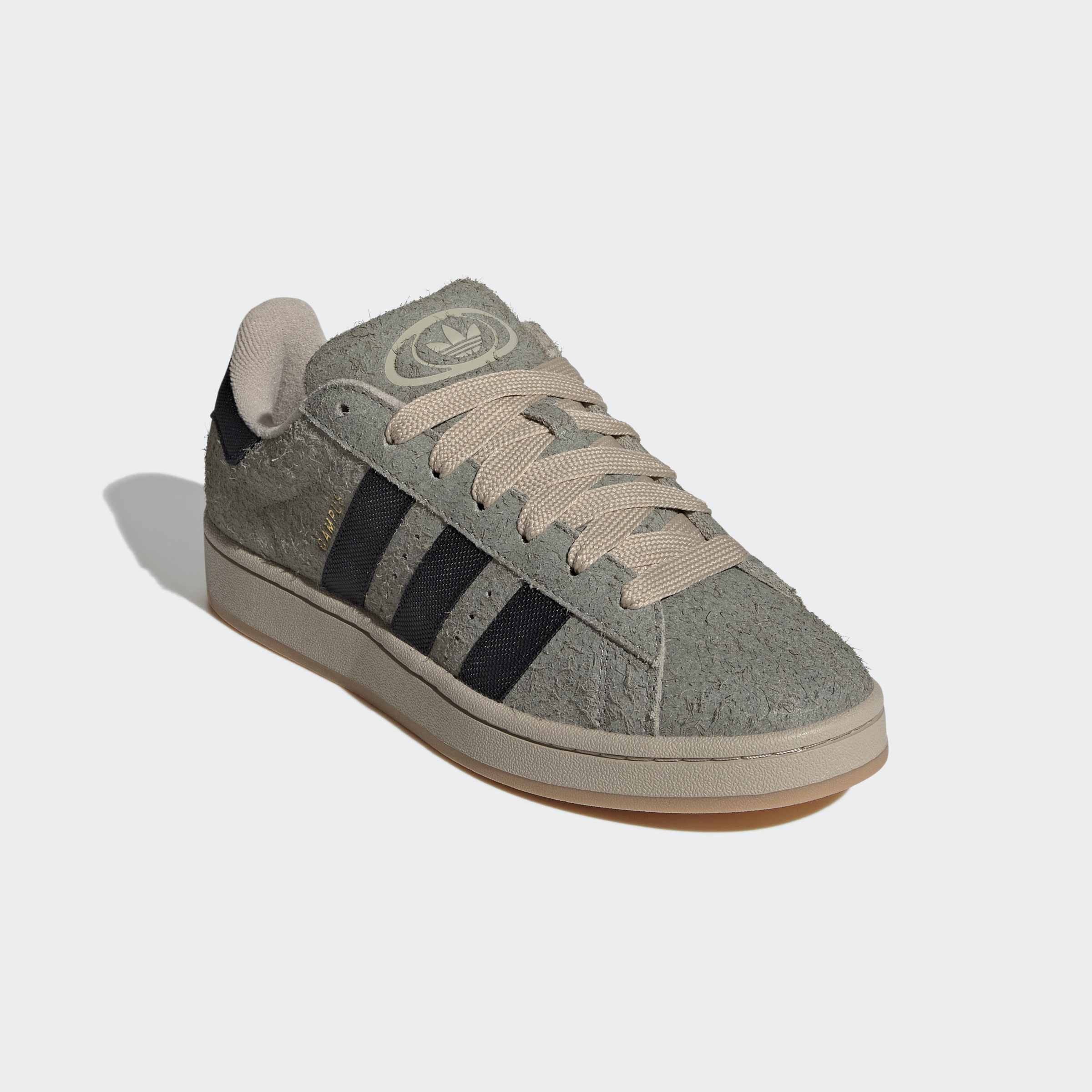 Sneaker ADIDAS ORIGINALS "CAMPUS 00S", Herren, Gr. 38,5, silber pebble, core schwarz, stone khaki, Leder, Schuhe Sneaker