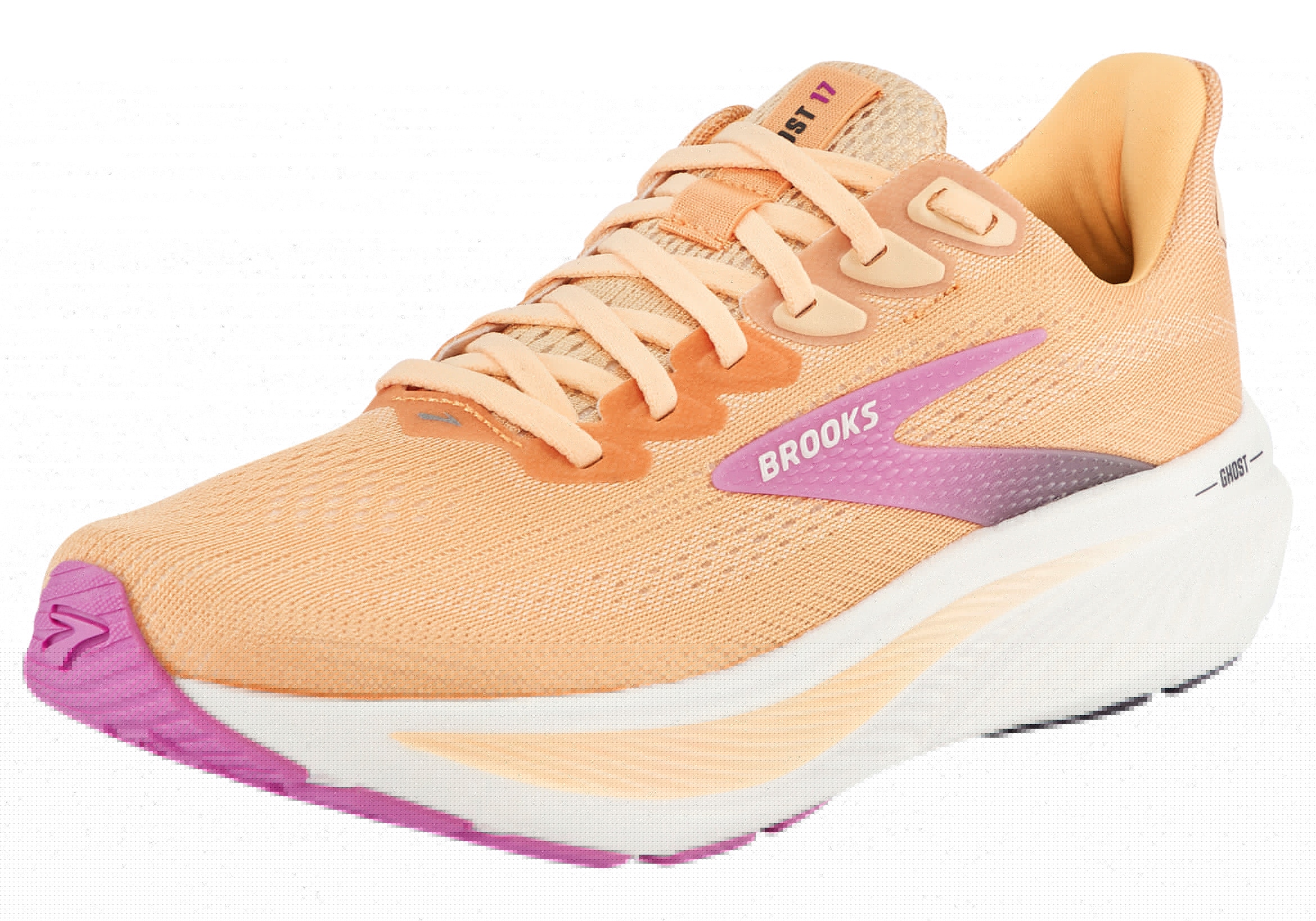 Laufschuh BROOKS "BROOKS GHOST 17", Damen, Gr. 42,5, apricot, grau, pink, Textil, Schuhe Laufschuh
