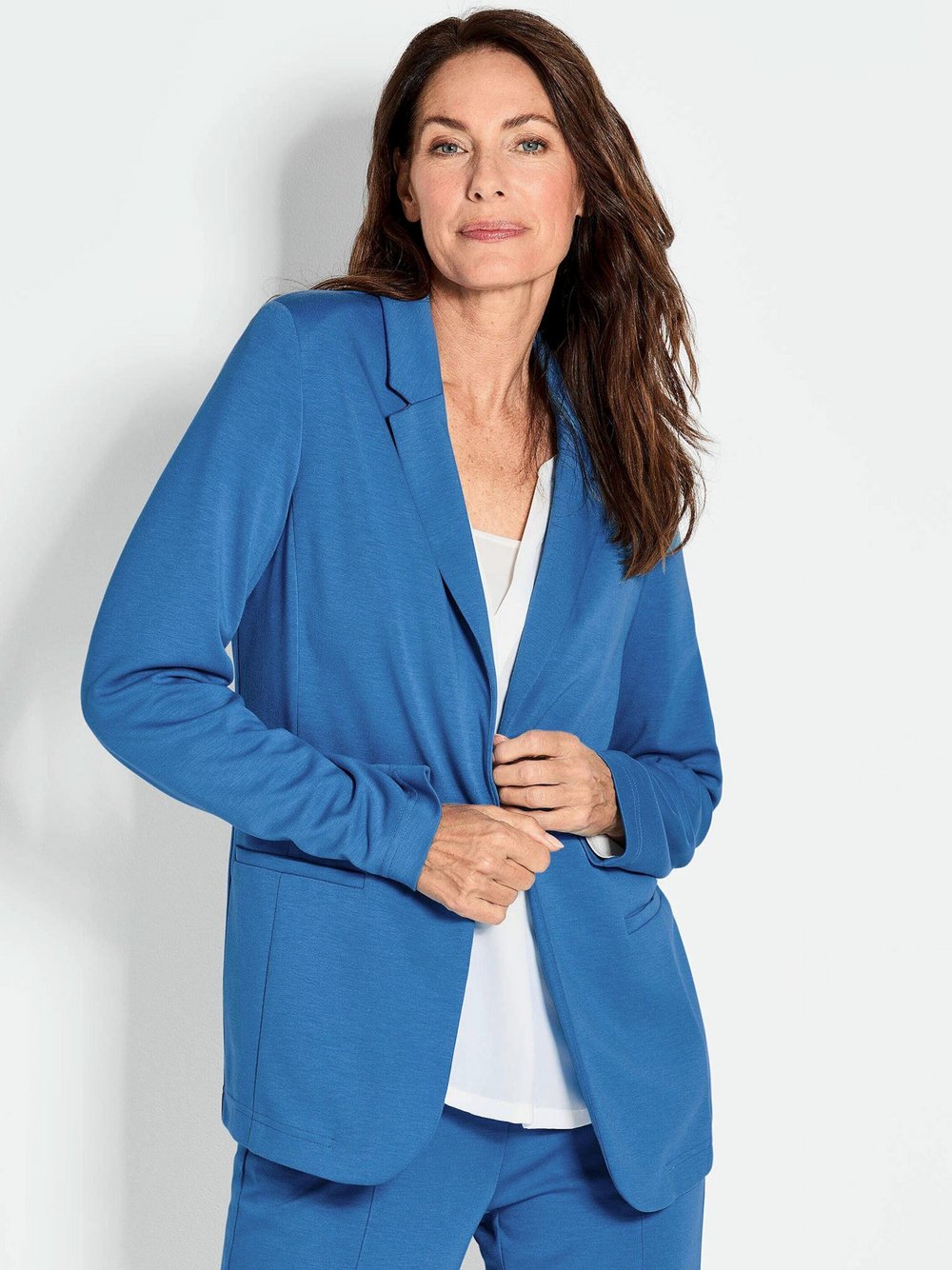 Goldner Kurzgröße: Blazer mit Reverskragen, Paspeltaschen Damen blau, 23 Image