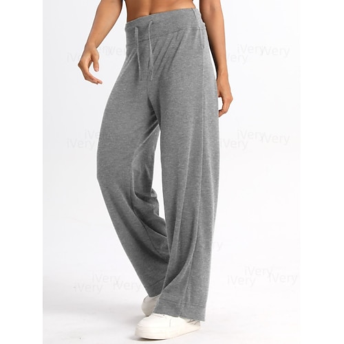 Damen Jogginghose Chinos Hosen Hose Gerade Urlaub Mode Streetwear Volle Länge Hohe Taille Einfarbig Elastischer Bund Bequem Komfort Weich Dehnbar Outdoor Straße Schwarz Aprikose Grau Frühling Herbst Image
