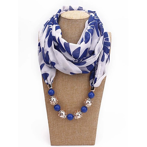 Boho-Chiffon-Schal mit Perlenanhänger, weicher, geblümter Polyester-Schal mit Perlenanhänger, leichtes Modeaccessoire für Damen, perfekt für Alltag, Urlaub und Reisen Image
