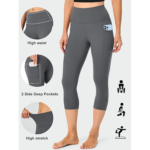 Damen Leggings Urlaub Mode Streetwear Wadenlang Hohe Taille Einfach Elastischer Bund Bequem Komfort Weich Hohe Elastizität Innen Yoga Dunkelgrau Wein Marinenblau Schwarz Frühling Herbst Lässiger Image