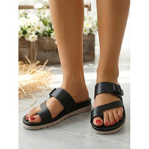 Minimalistische blaue Damen-Sandalen mit gekreuzten Riemen – weich gepolsterte, bequeme Sandalen für Zuhause, Reisen, Freizeit und Sommer. Image