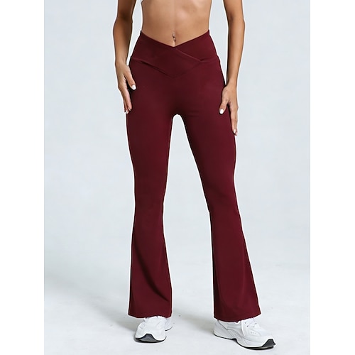 Damen Hose Schlaghose Freizeithose Mode Streetwear Basic Volle Länge Hohe Taille Einfach Tasche Elastischer Bund Komfort Hohe Elastizität Täglich Fitnessstudio Yoga Schwarz Rosa Marineblau Militßrgrün Image