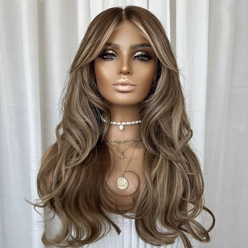 Echthaar 5x5 Verschluss 13x4 Spitzenfront Perücke Mittelscheitel Brasilianisches Haar Lockere Welle Blond Mehrfarbig Perücke 150% 180% Haardichte Ombre-Haar Natürlicher Haaransatz 100% Unbehandelt Image