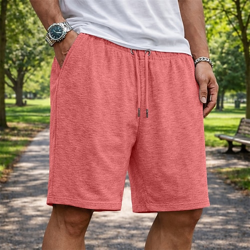 Herren Aktive Shorts Sweat-Shorts Shorts Sommershorts Kordelzug Elastischer Bund Rein Einfach Einheitliche Farbe Komfort Über dem Knie Täglich Outdoor Streetwear Sport Streetwear Blau Schwarz Dehnbar Image