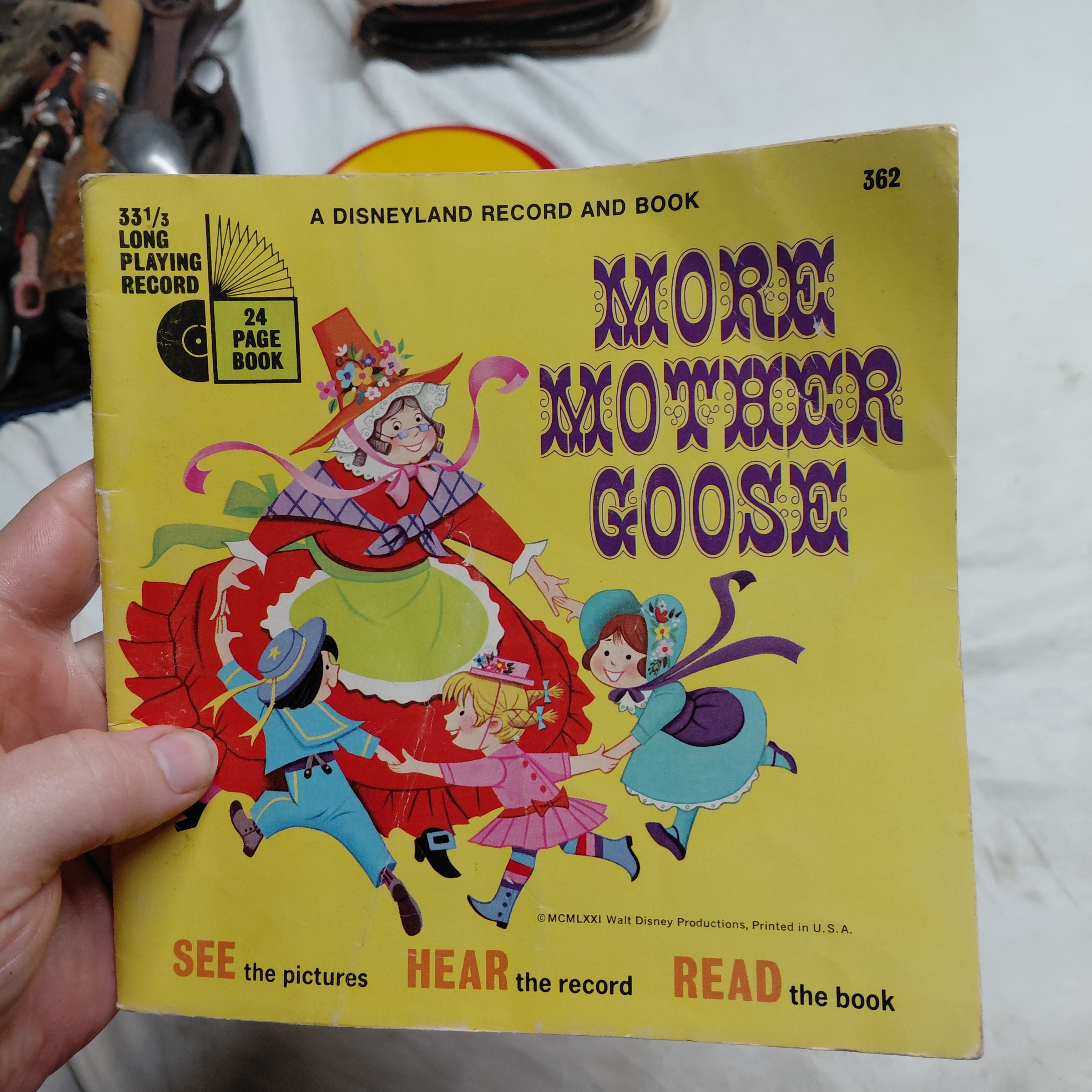 Disney Other | Disney More Mother Goose Record And Book - Yellow, Red, Blue | Color: Red/Yellow | Size: Os