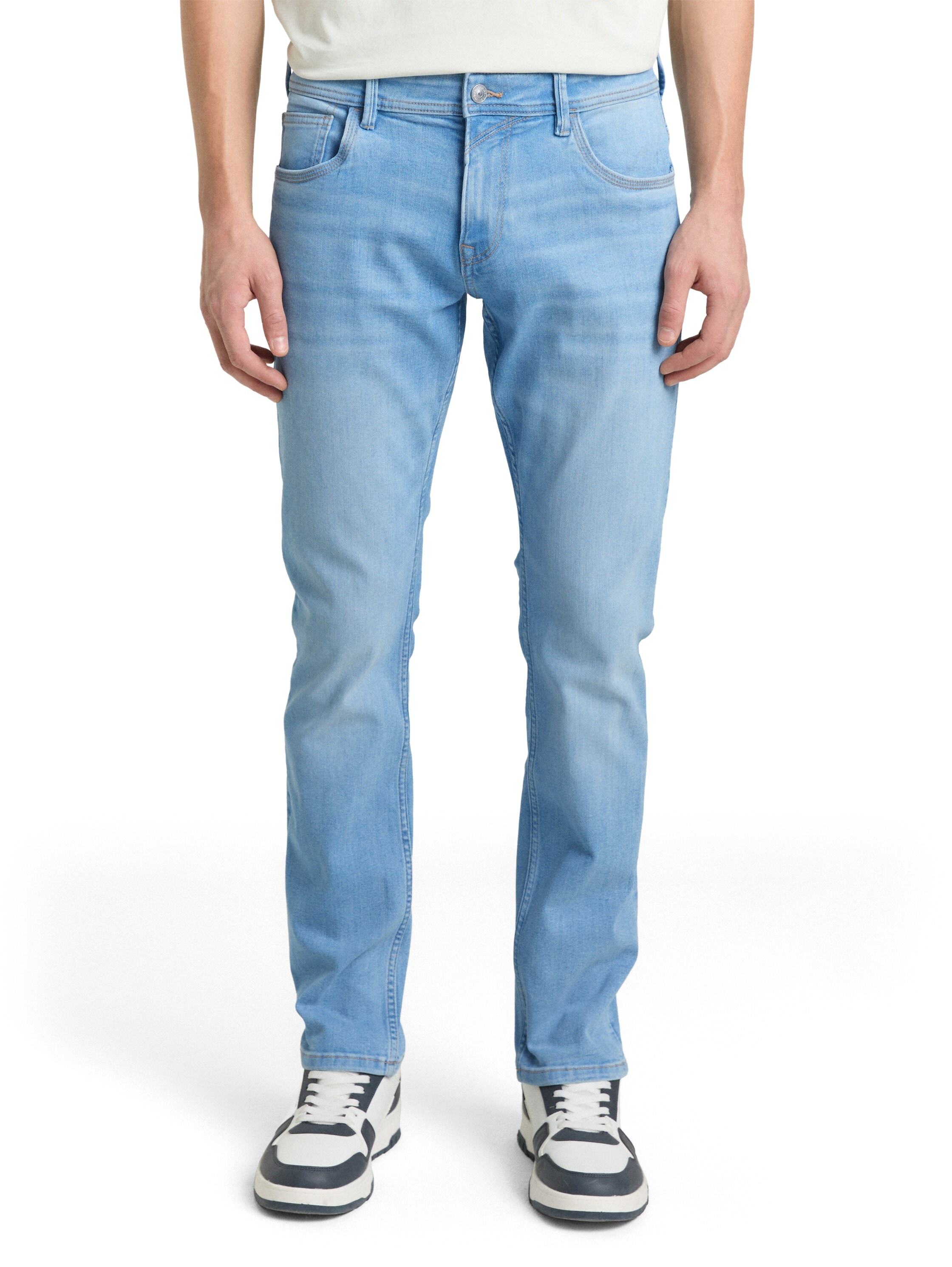 Straight-Jeans TOM TAILOR DENIM, Herren, Gr. 32, Länge 30, light stone bright blau denim, Denim/Jeans, Obermaterial: 75% Baumwolle, 20% Polyester, 3% Viskose, 2% Elasthan. Futter: 65% Polyester, 35% Baumwolle, straight fit, Jeans Straight-Jeans, im...