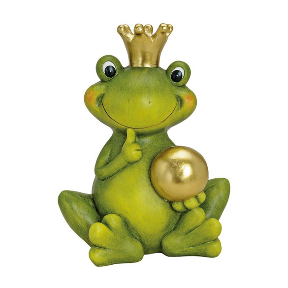 Dekofigur Froschkönig mit goldener Kugel aus Keramik Image