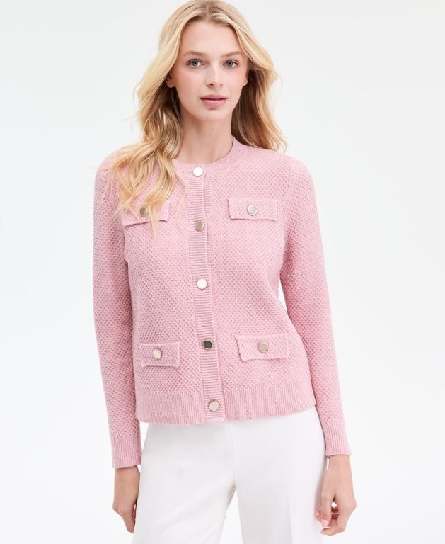 Glitz Lady Crewneck Cardigan - Pink - Anne Klein Knitwear