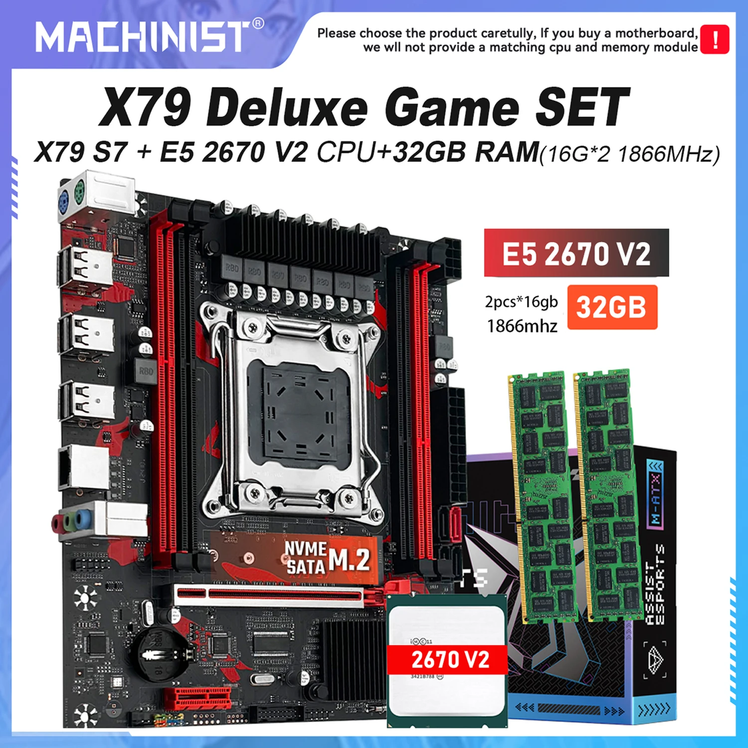 MACHINIST X79 carte mère s7 LGA2011-3 ensemble Xeon E5 2670 V2 processeur d