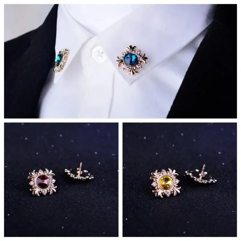 2 pezzi moda spilla croce di cristallo spilla strass colletto della camicia spille e spille gioielli di lusso regali per donna uomo accessori