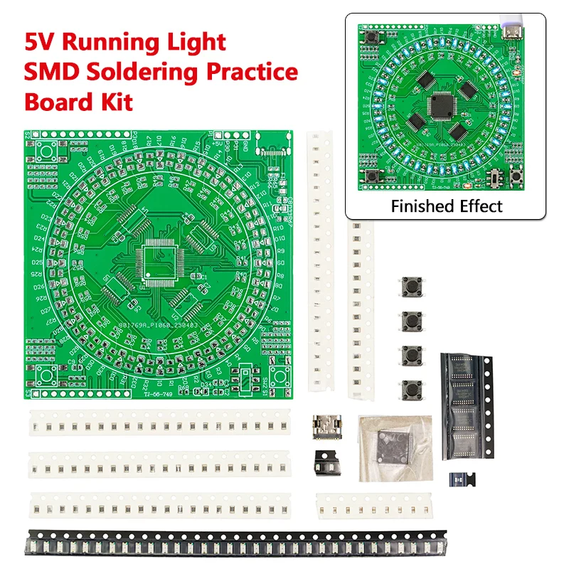 LQFP64 Löt-DIY-Kit 5V Lauflicht SMD Lötübungsplatine Kit mit Typ-C-Schnittstelle Geeignet für Lötanleitungen Image
