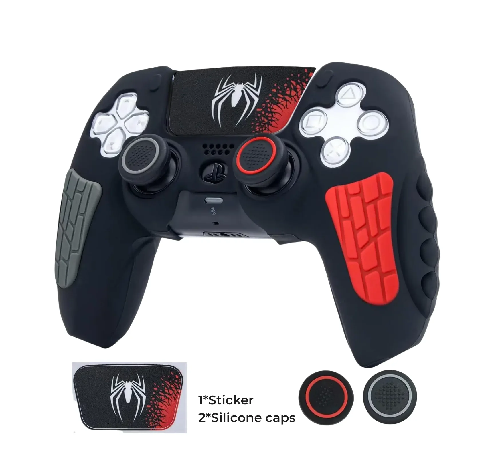 Für PS5 Controller Abdeckung Fall Anti-Slip Silikon Abdeckung Haut Kompatibel mit PS5 Controller mit Daumen Grip Cap Aufkleber Image